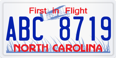 NC license plate ABC8719