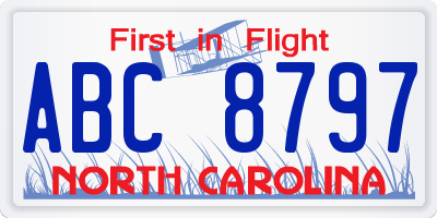 NC license plate ABC8797