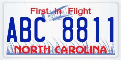 NC license plate ABC8811