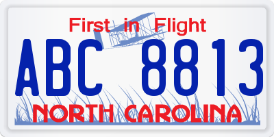 NC license plate ABC8813