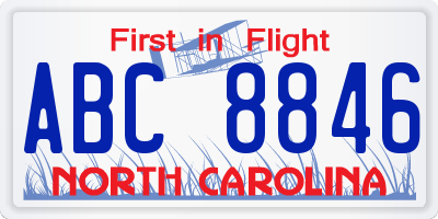NC license plate ABC8846