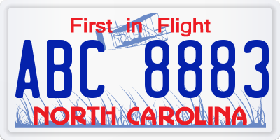 NC license plate ABC8883