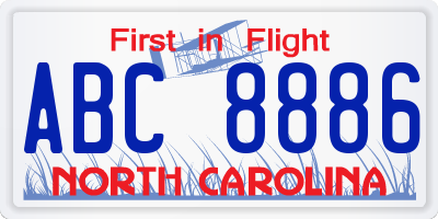 NC license plate ABC8886