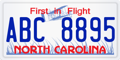 NC license plate ABC8895