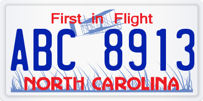 NC license plate ABC8913