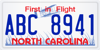 NC license plate ABC8941
