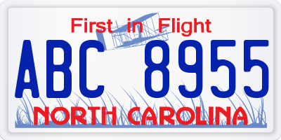 NC license plate ABC8955