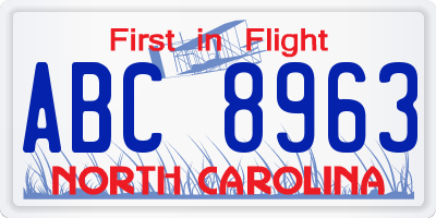 NC license plate ABC8963