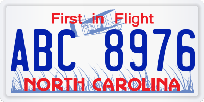 NC license plate ABC8976