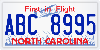 NC license plate ABC8995