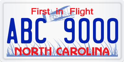 NC license plate ABC9000