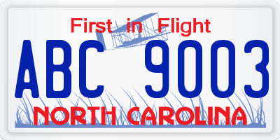 NC license plate ABC9003