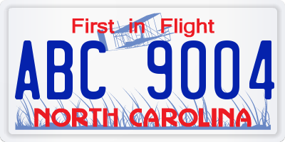 NC license plate ABC9004