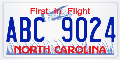 NC license plate ABC9024