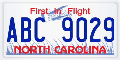 NC license plate ABC9029