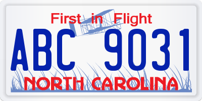 NC license plate ABC9031