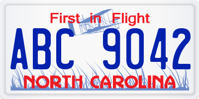 NC license plate ABC9042