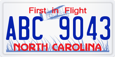 NC license plate ABC9043