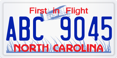 NC license plate ABC9045