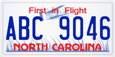 NC license plate ABC9046