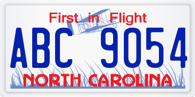 NC license plate ABC9054
