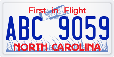 NC license plate ABC9059