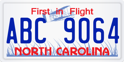 NC license plate ABC9064
