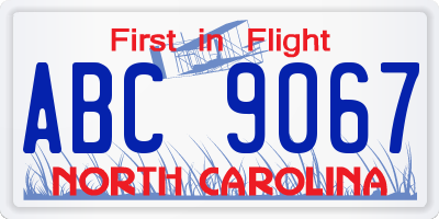 NC license plate ABC9067