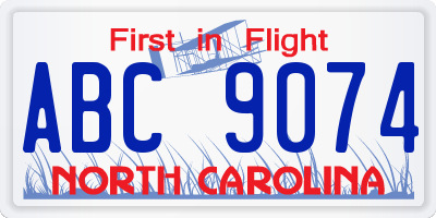 NC license plate ABC9074