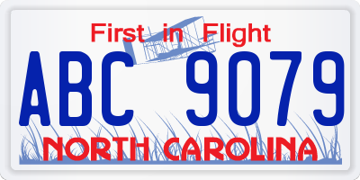 NC license plate ABC9079