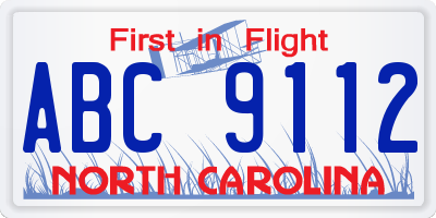 NC license plate ABC9112