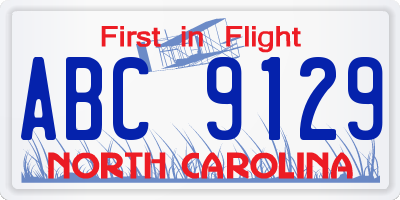 NC license plate ABC9129