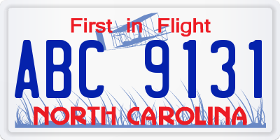 NC license plate ABC9131