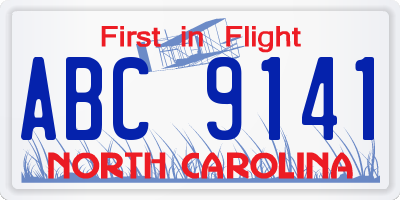 NC license plate ABC9141