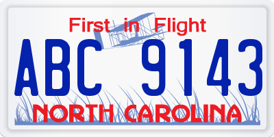 NC license plate ABC9143