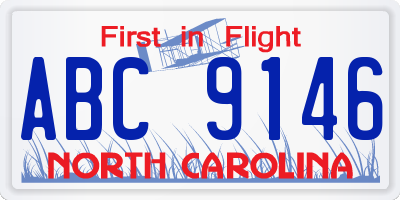 NC license plate ABC9146
