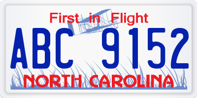 NC license plate ABC9152