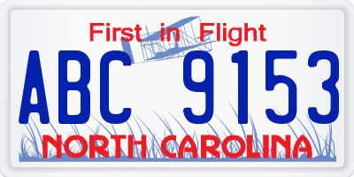 NC license plate ABC9153