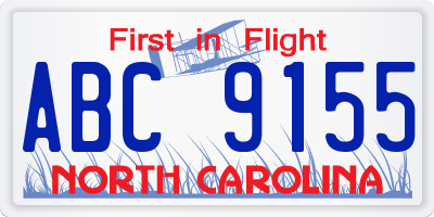 NC license plate ABC9155
