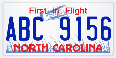 NC license plate ABC9156