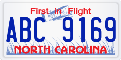 NC license plate ABC9169