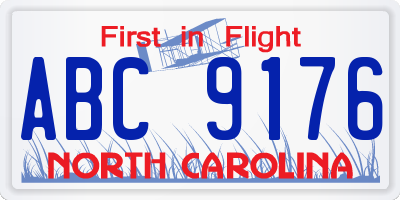 NC license plate ABC9176