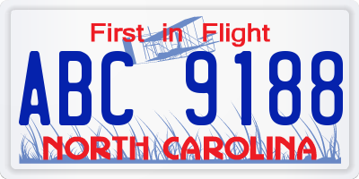 NC license plate ABC9188
