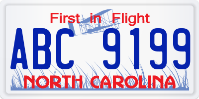 NC license plate ABC9199