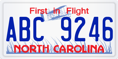 NC license plate ABC9246