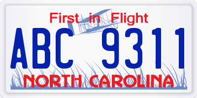 NC license plate ABC9311