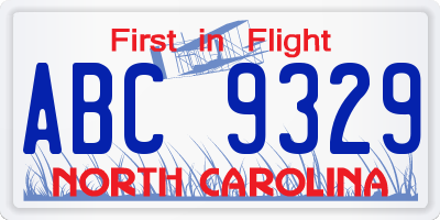NC license plate ABC9329