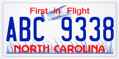 NC license plate ABC9338