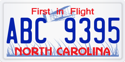 NC license plate ABC9395