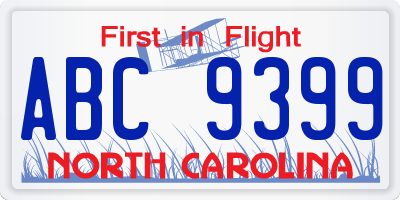NC license plate ABC9399